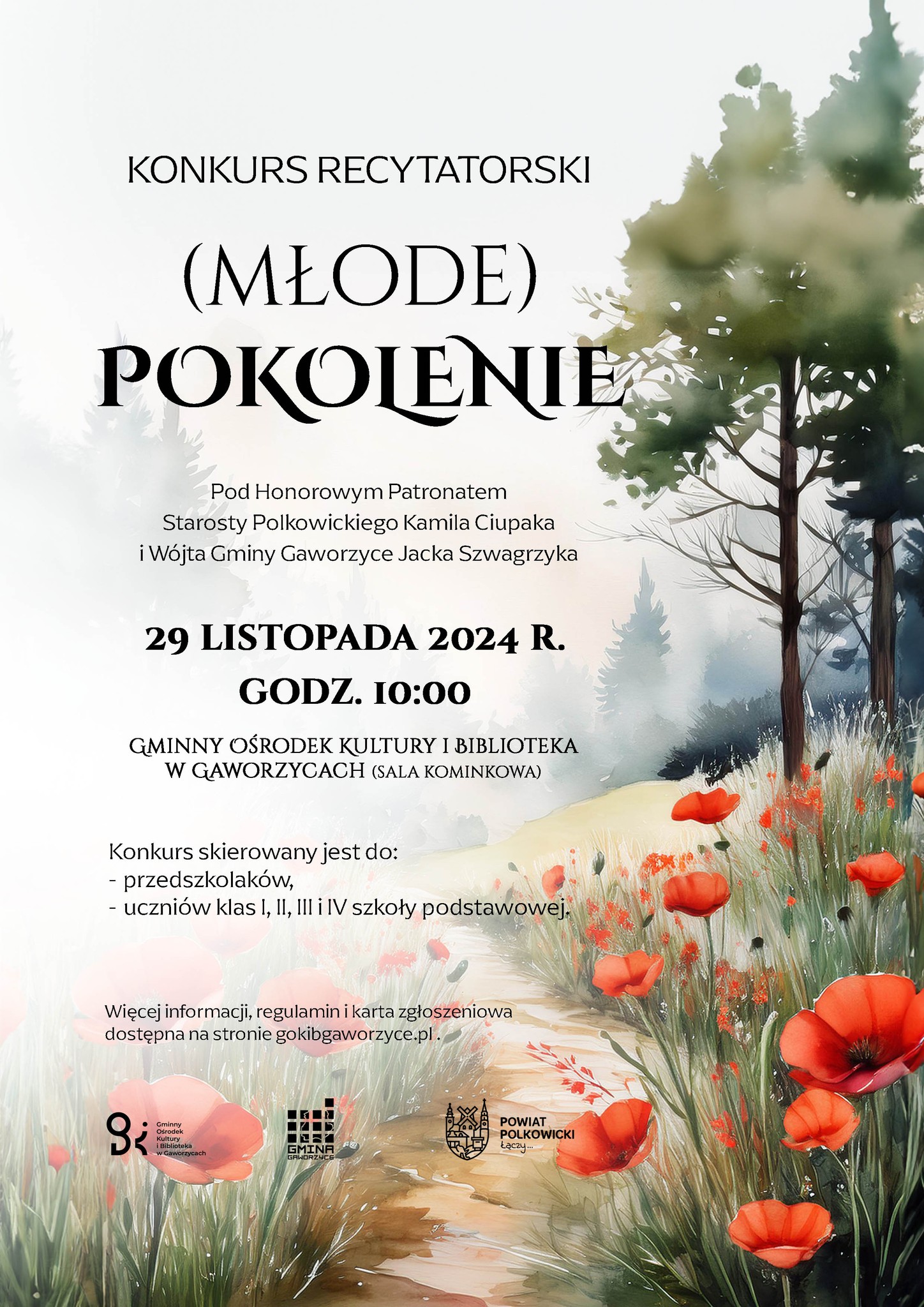 Plakat informujący o&nbsp;konkursie recytatorskim