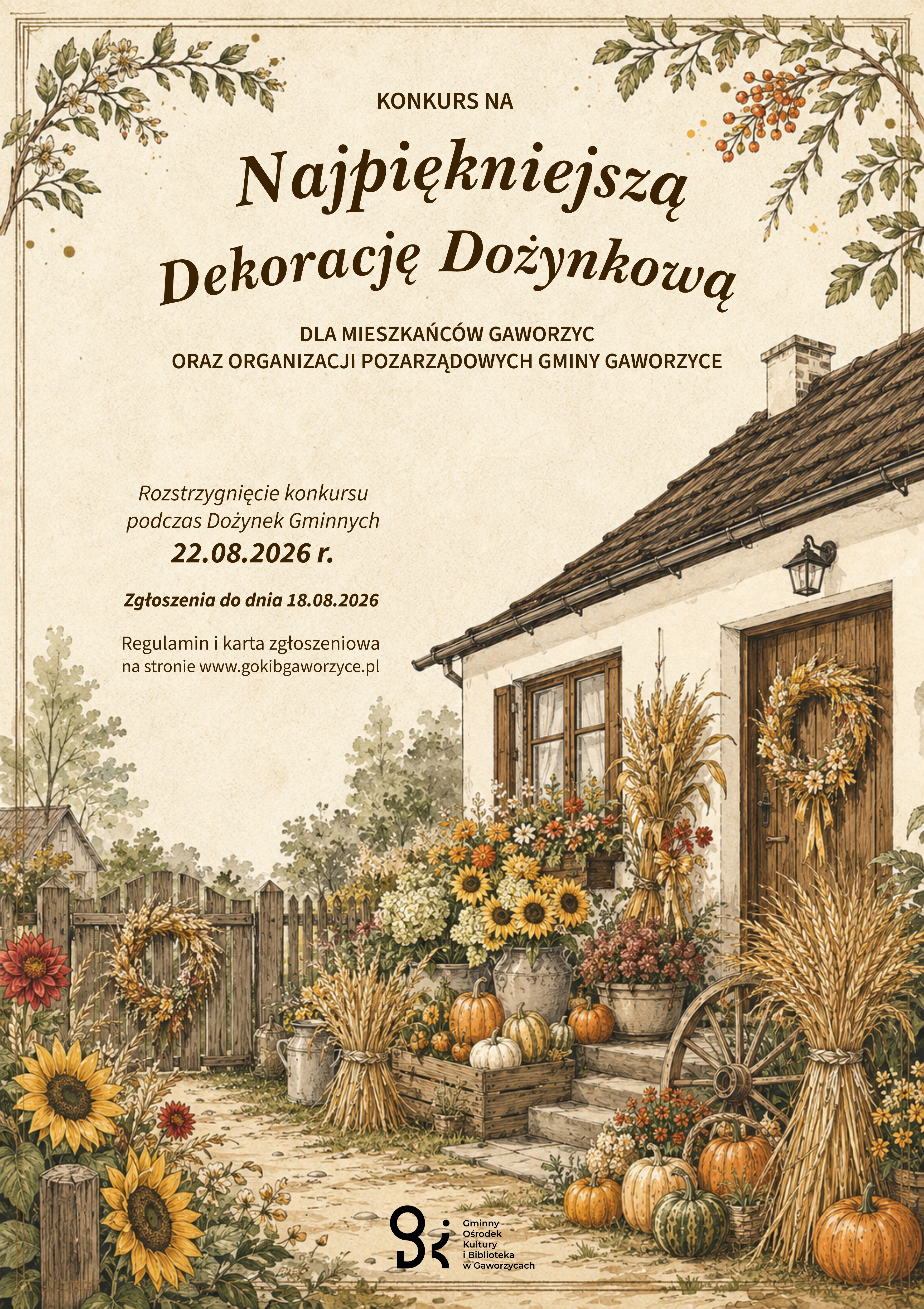 KONKURS NA NAJPIĘKNIEJSZĄ DEKORACJĘ DOŻYNKOWĄ