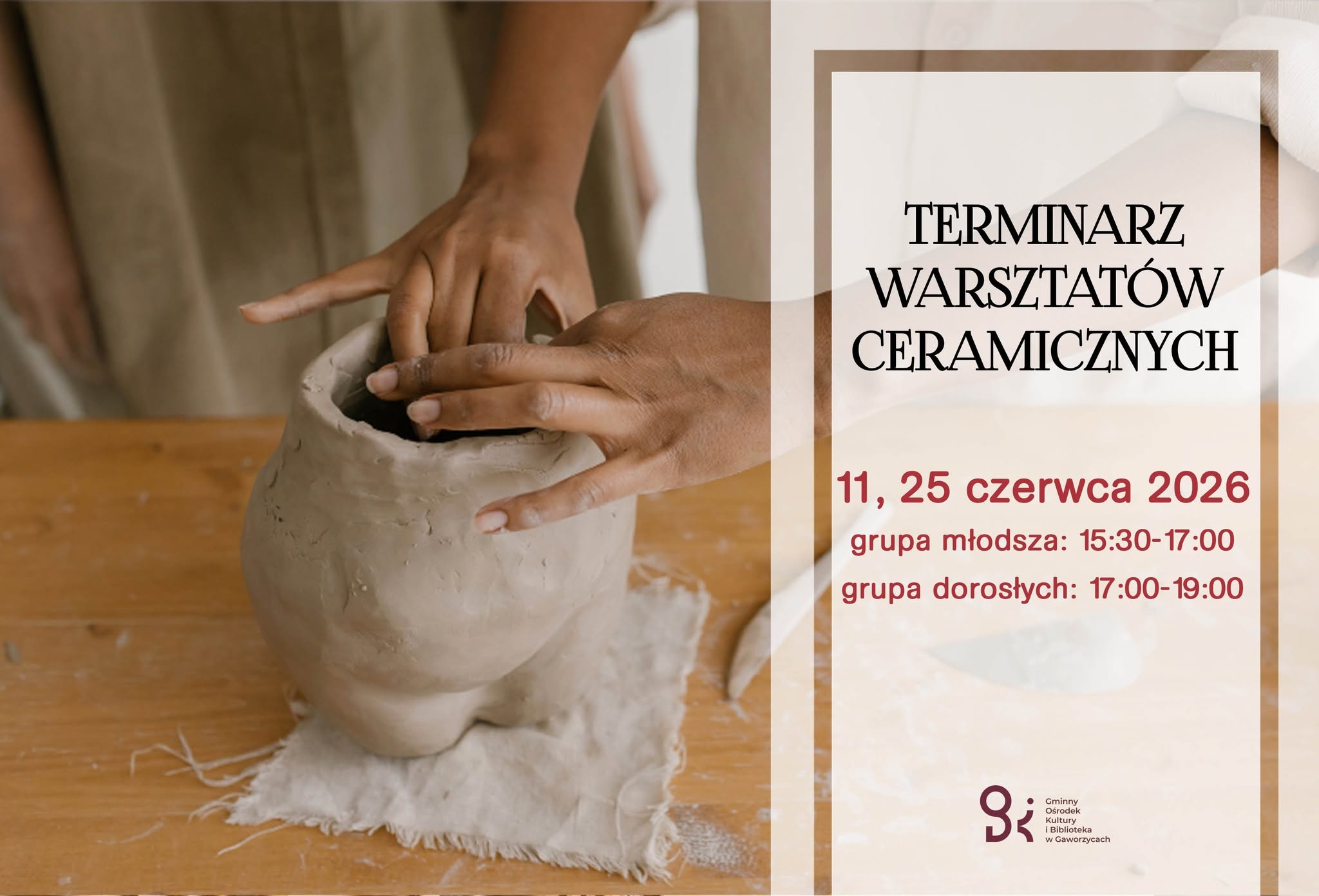 Plakat informujący o&nbsp;terminach ceramiki czerwiec