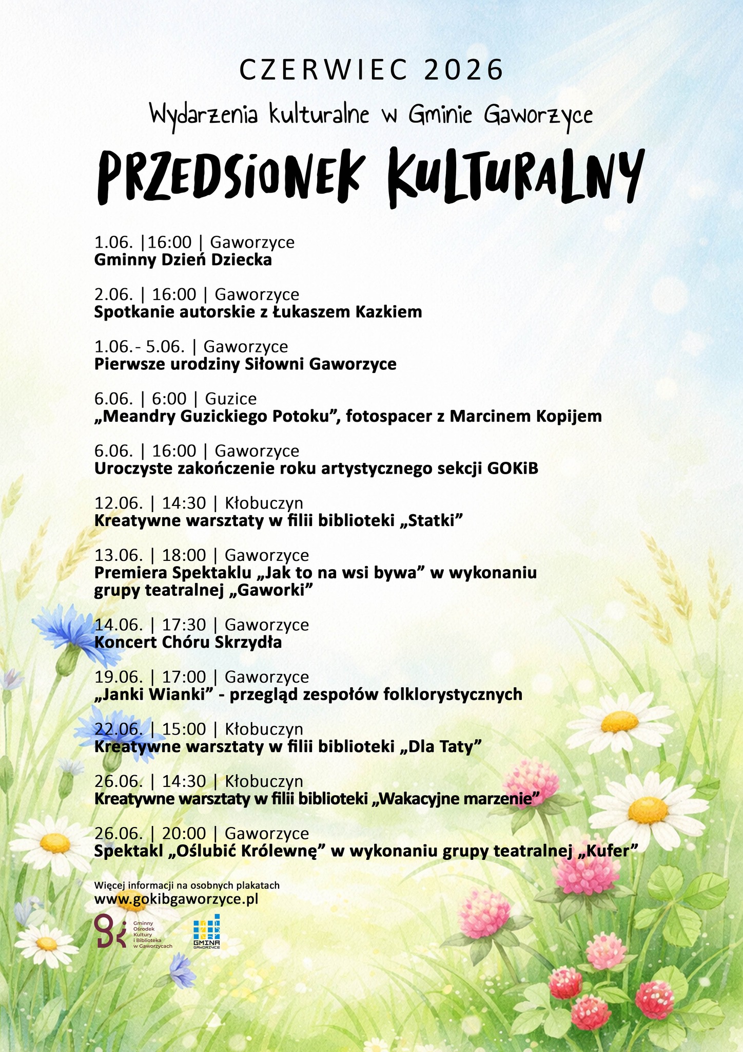 Plakat informujący o&nbsp;wydarzeniach kulturalnych w&nbsp;czerwcu