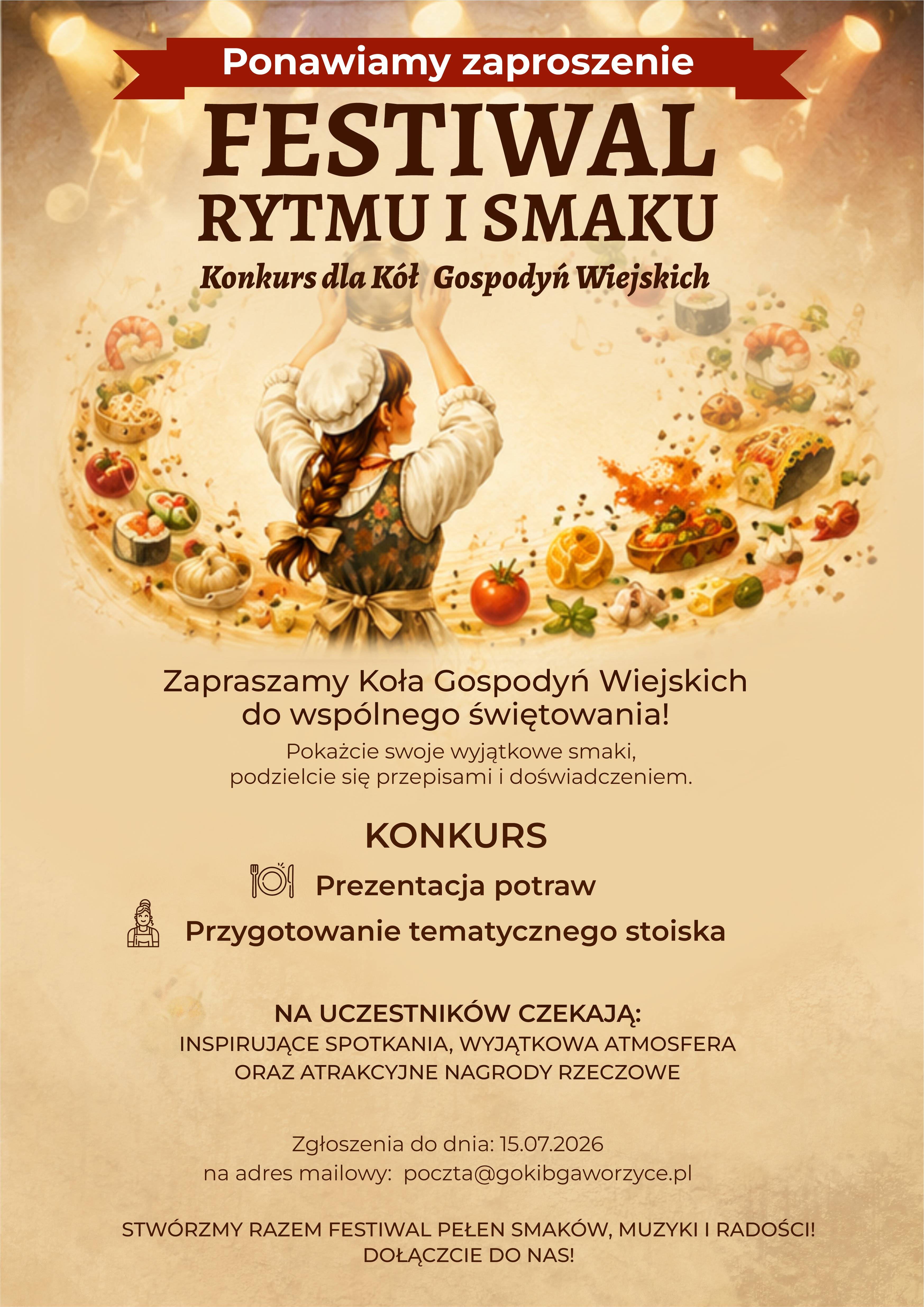 Zaproszenie dla K&oacute;ł Gospodyń Wiejskich do udziału w&nbsp;Festiwalu Rytmu i&nbsp;Smaku