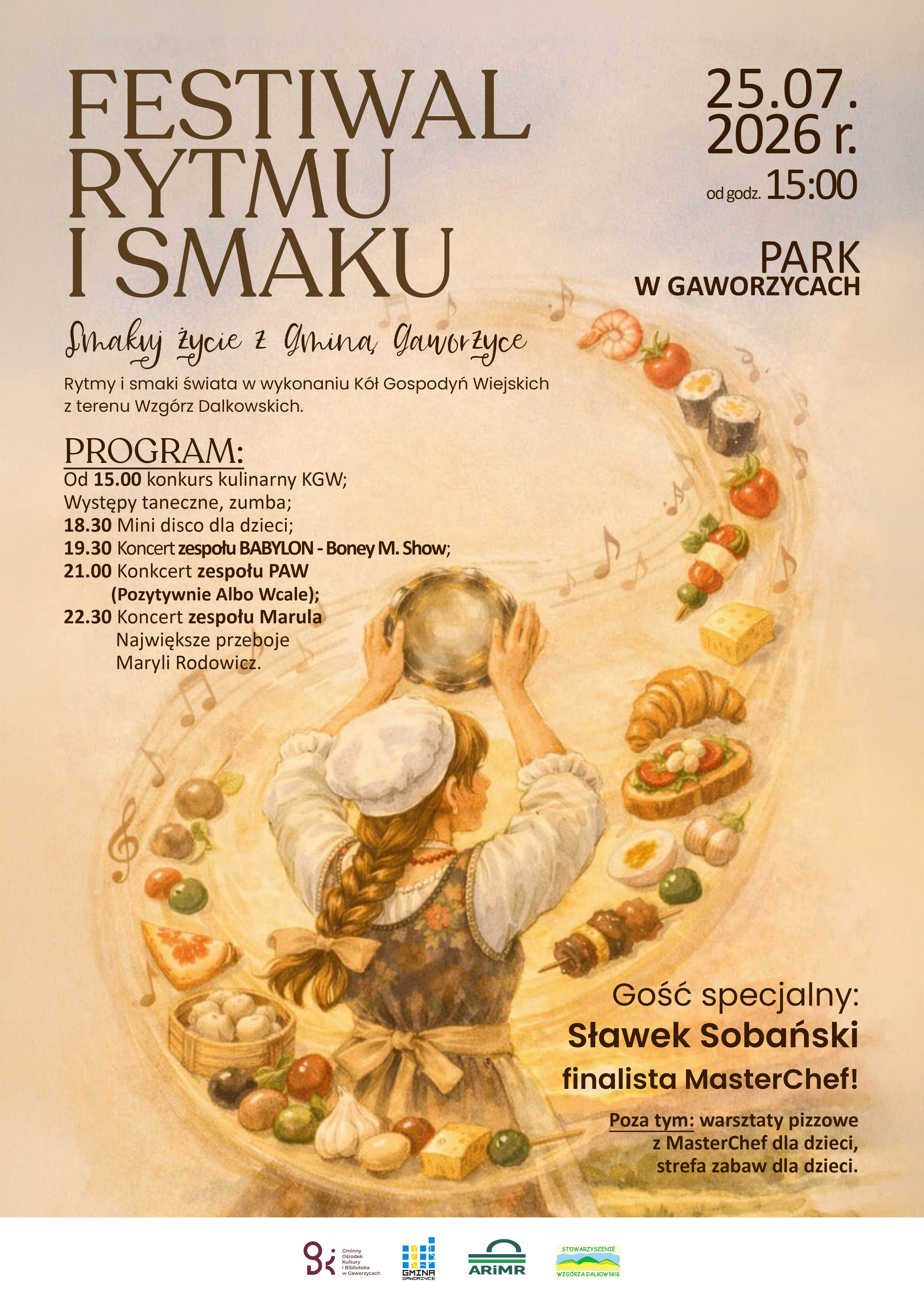 Plakat informujący o&nbsp;wydarzeniu "Festiwal Rytmu i&nbsp;Smaku"