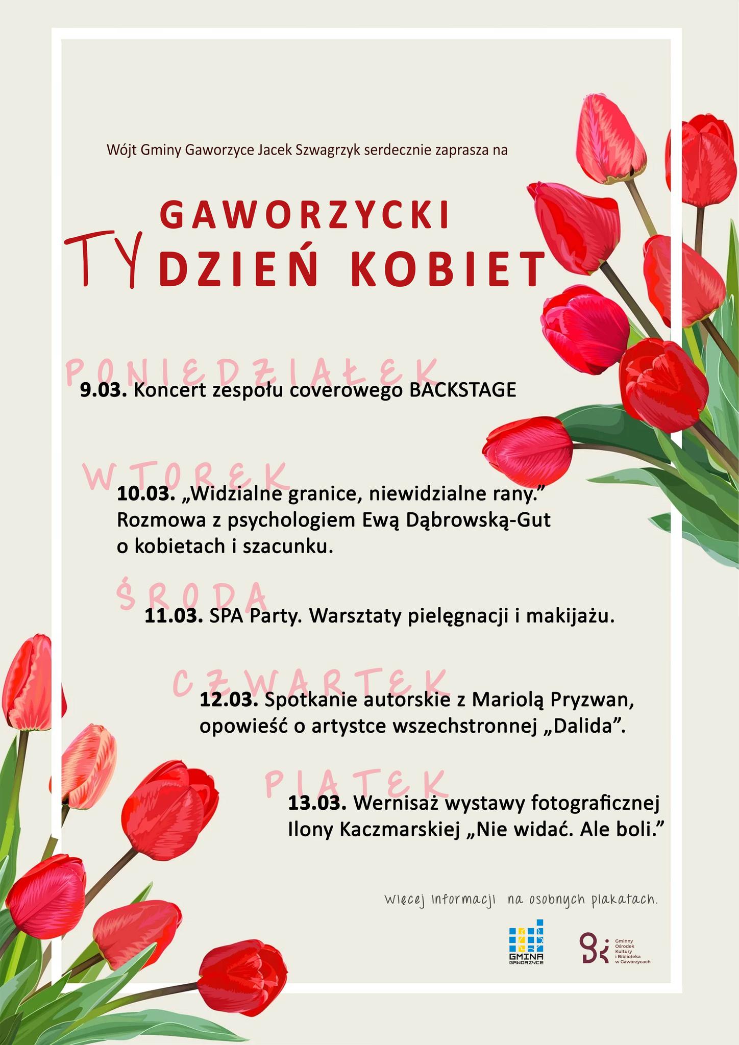 Plakat informujący o&nbsp;tym, co będzie działo się na&nbsp;tygodniu kobiet