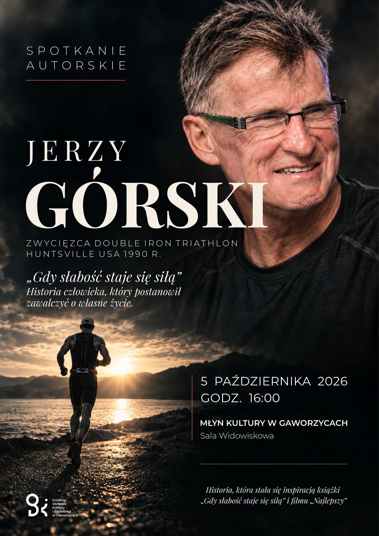 Plakat informujący o&nbsp;spotkaniu autorskim z&nbsp;Jerzym G&oacute;rskim