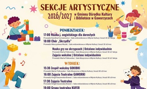 Zdjęcie do Sekcje artystyczne 2026/2027 w Gminnym Ośrodku Kultury i Bibliotece w Gaworzyca
